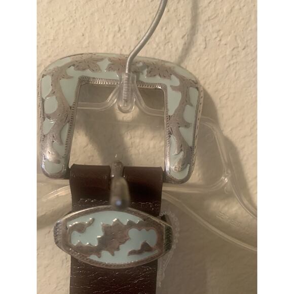 Streets Ahead Belt With Nbel Italy Teal Silvertone Buckle Pink & Turq Pink Stud main image 5
